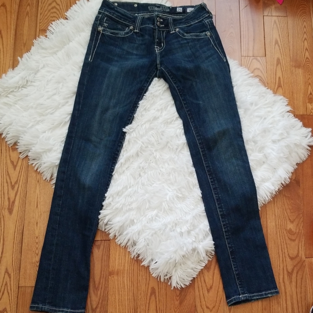 Miss Me Blue Wash Bling Pocket Skinny Jean - Picture 3 of 8